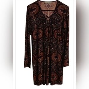 Chic Veronica M. Long Sleeve Paisly Pattern Dress Size L